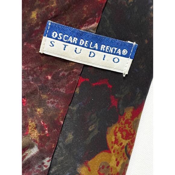 Vintage Oscar De La Renta Silk Men’sTie art to wear watercolor deep rich colors - Picture 3 of 8